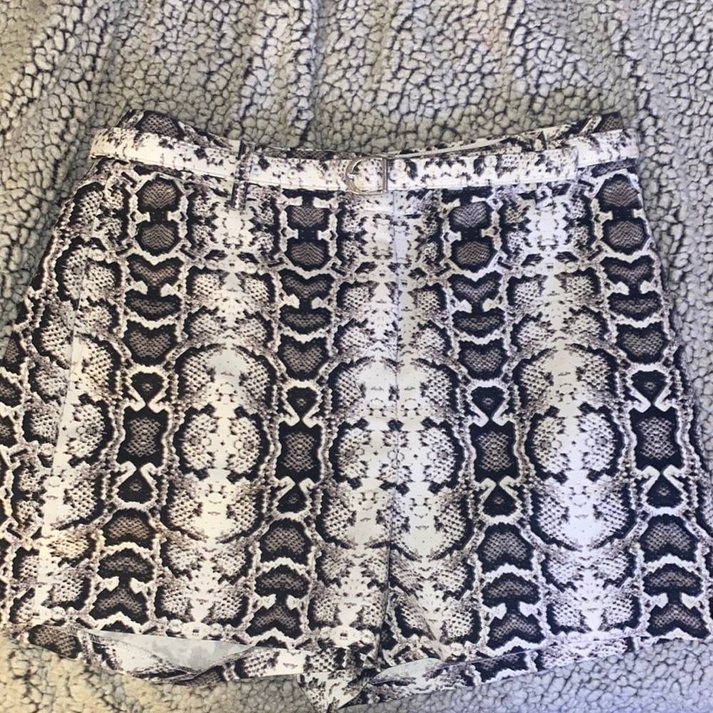 High waisted snakeskin shorts